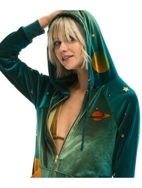 Aviator Nation velvet celestial hoodie oversized L